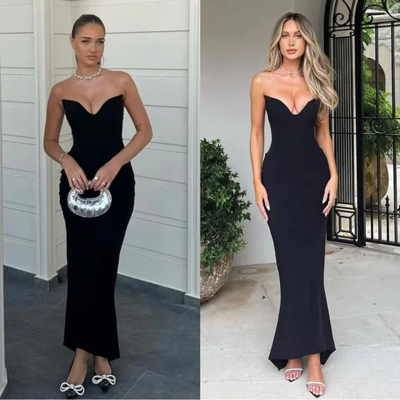 House of CB Sabine Black Crepe strapless corset dress - Picture 12 of 16